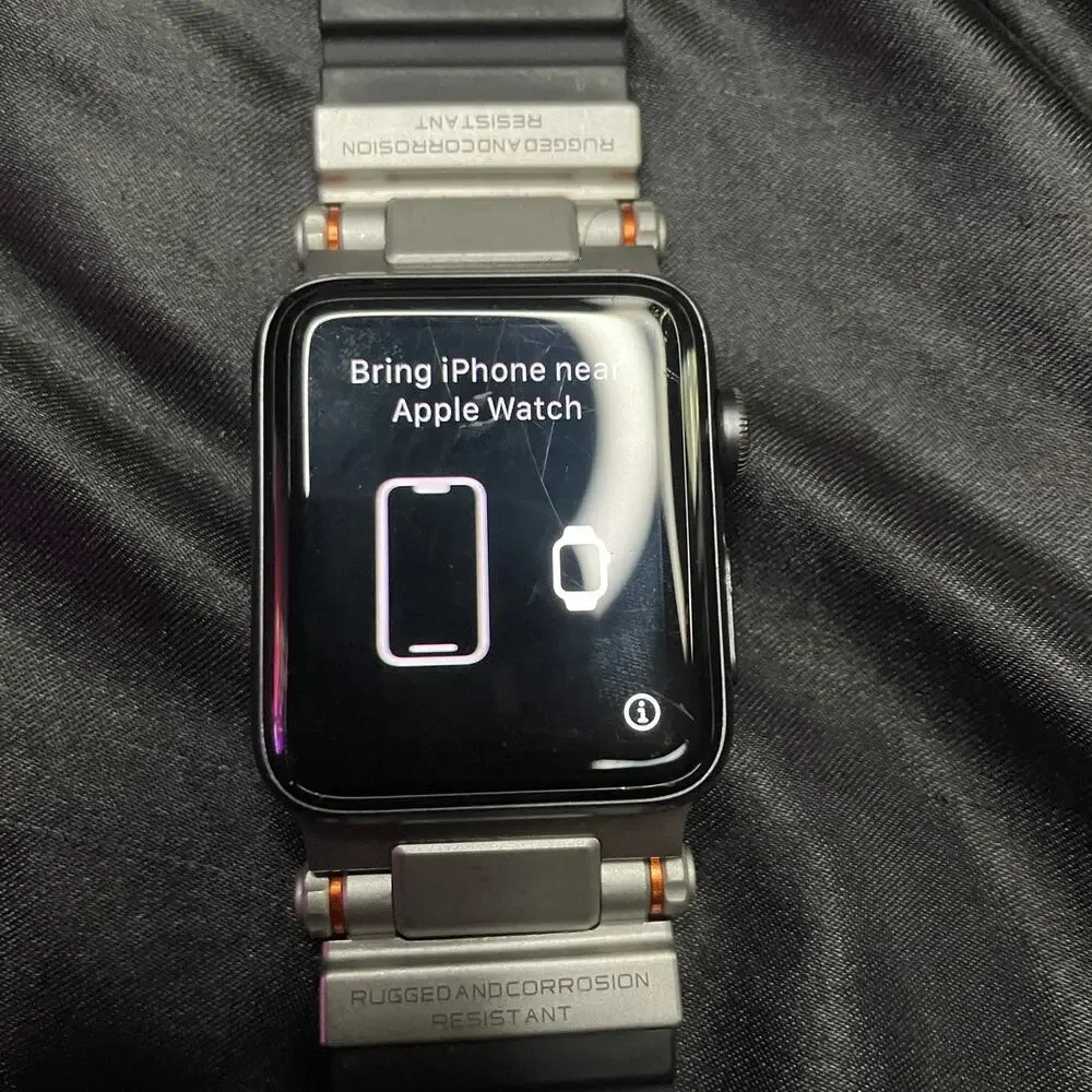 Apple Watch Series 3 42mm Stainless Steel Black Band & Case GPS Cellular - Good